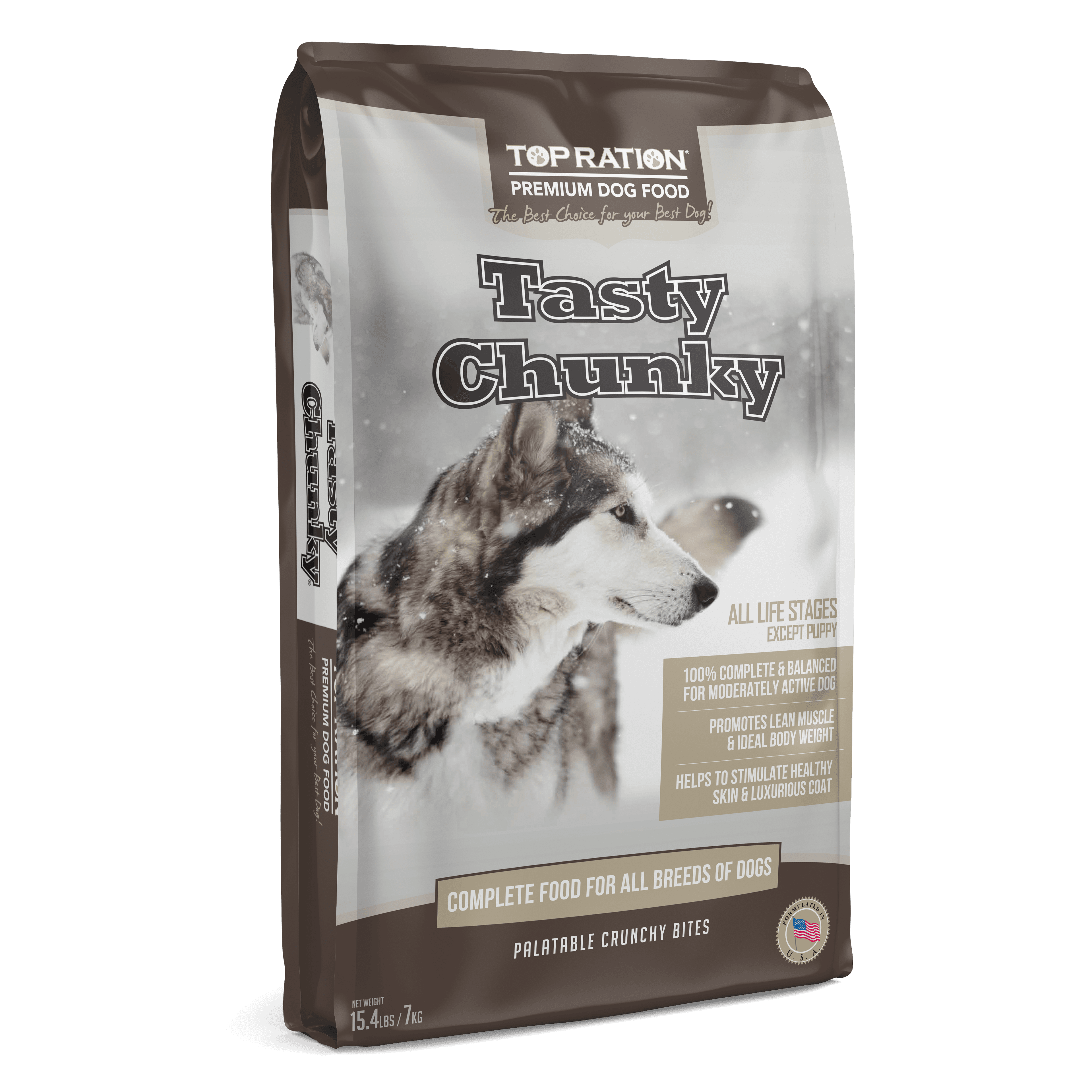 Top Ration Premium Dry Dog Food (Tasty Chunky), 7kg
