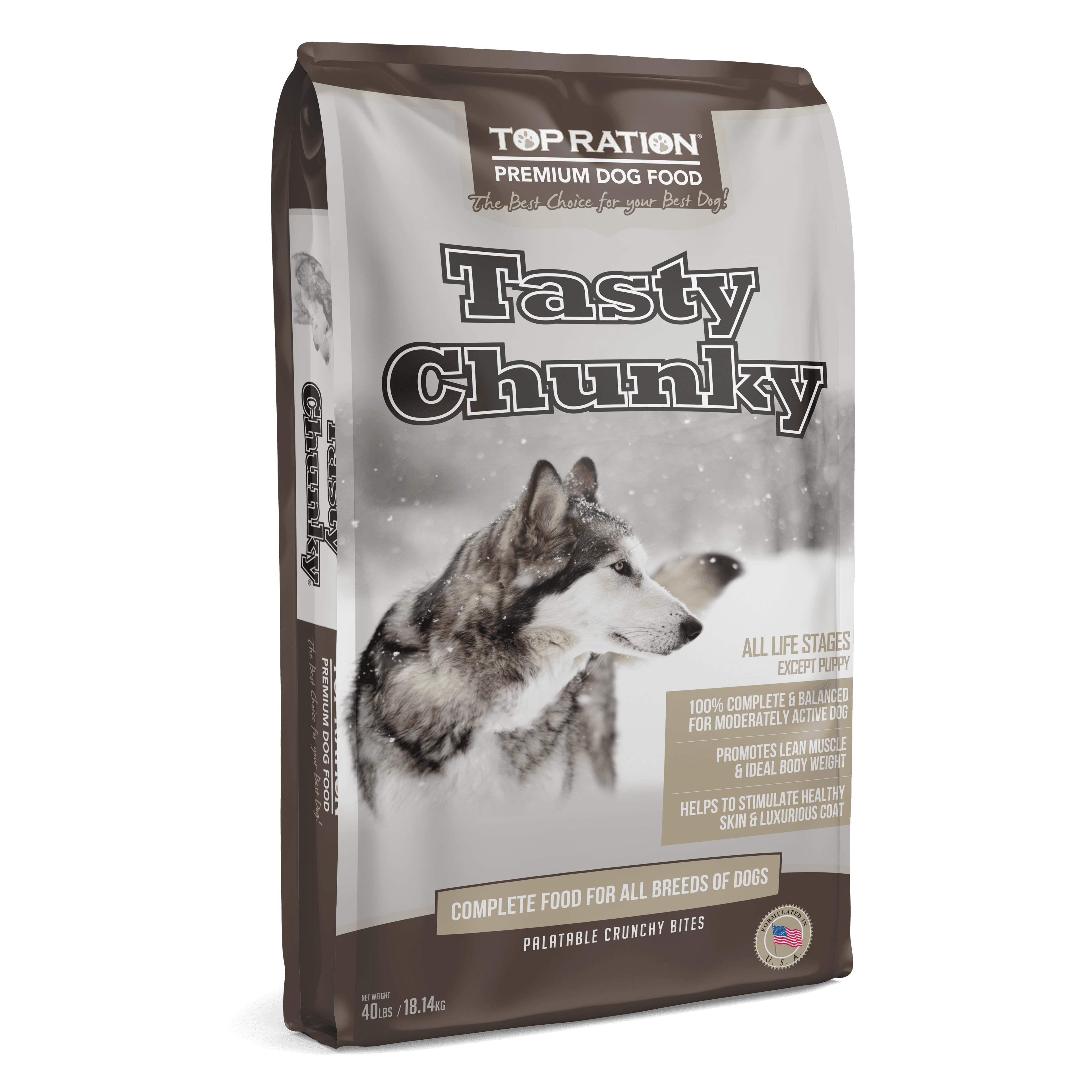 Top Ration Premium Dry Dog Food (Tasty Chunky), 18.14kg