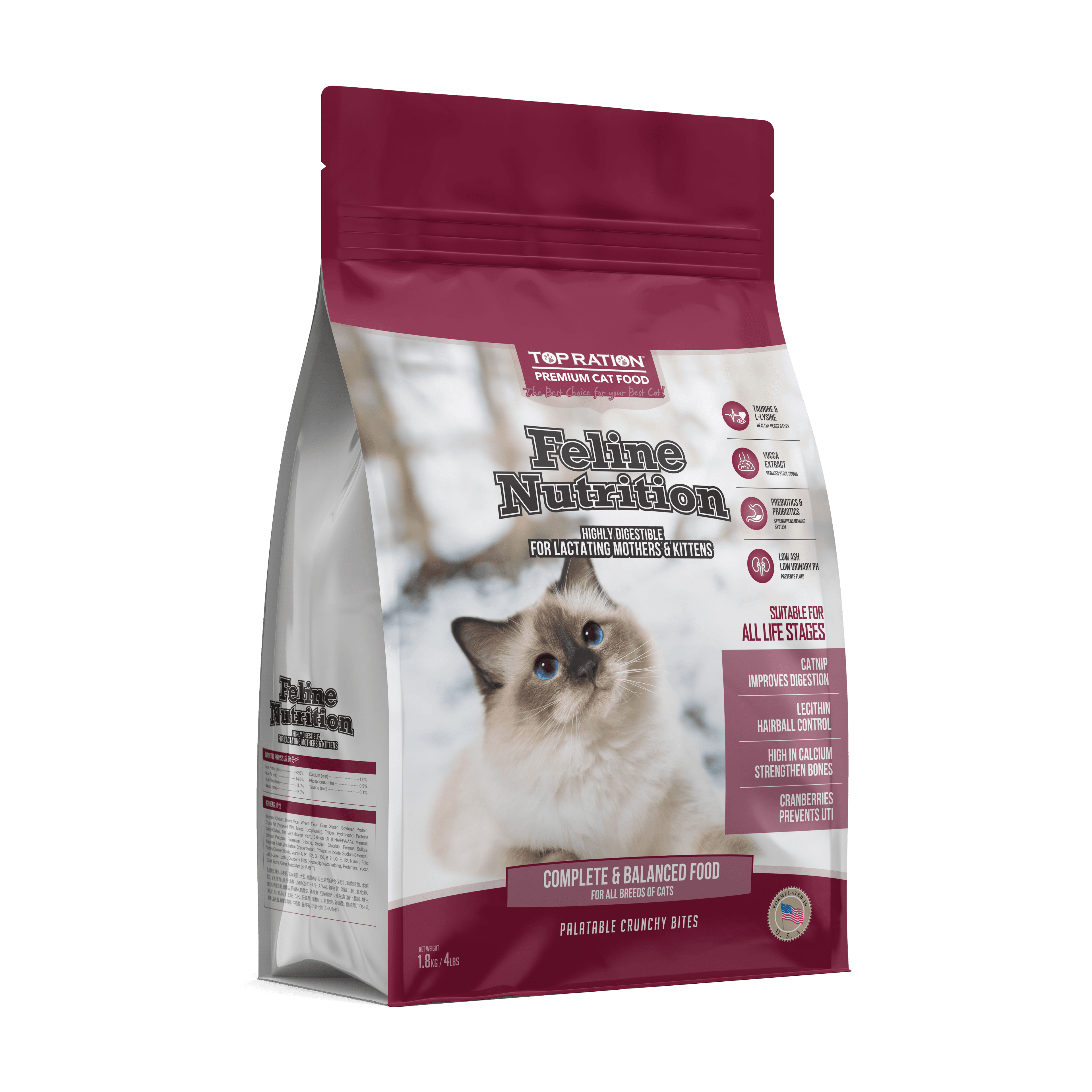 Top Ration Premium Dry Cat Food (Feline Nutrition), 1.8kg