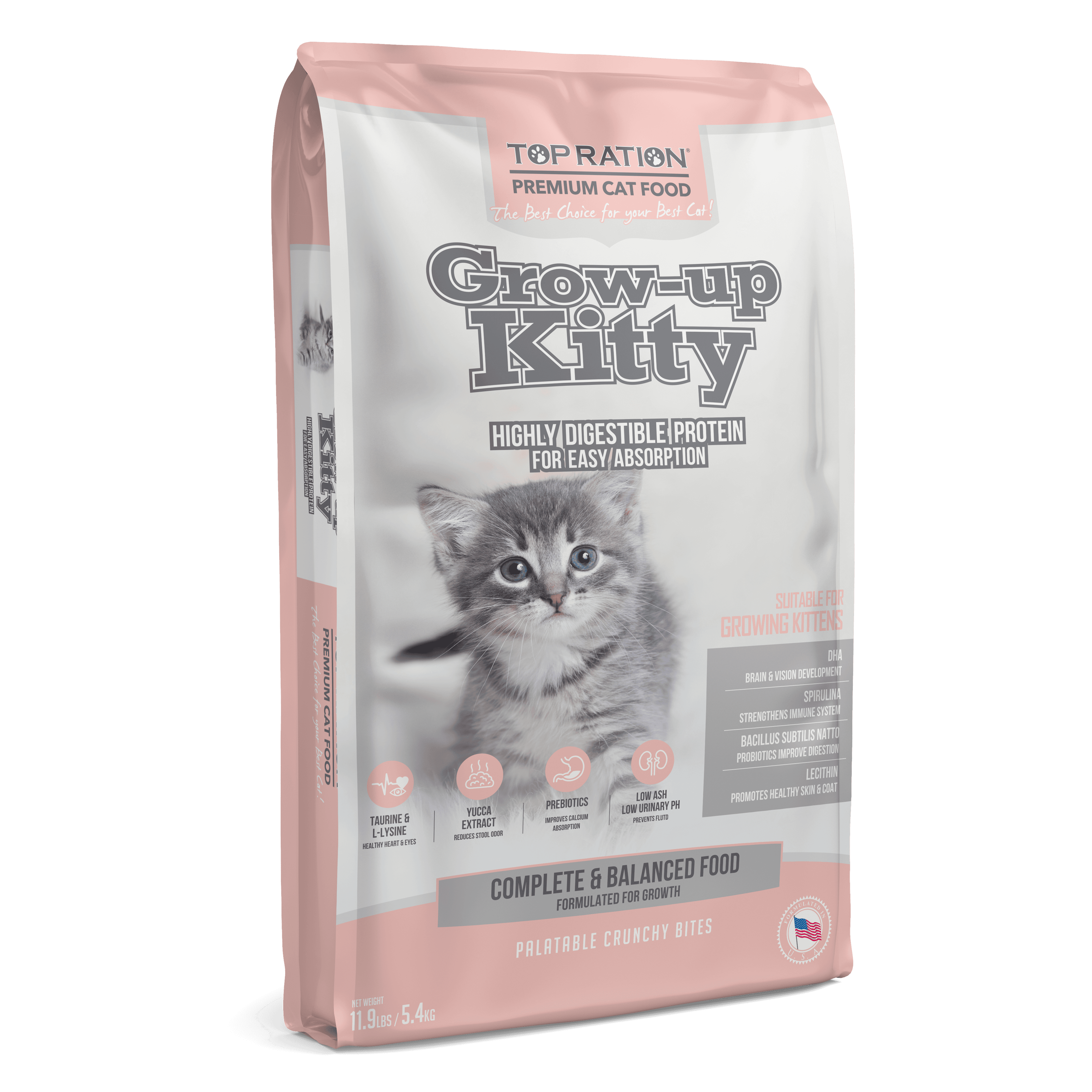 Top Ration Premium Dry Cat Food (Grow-up Kitty), 5.4kg