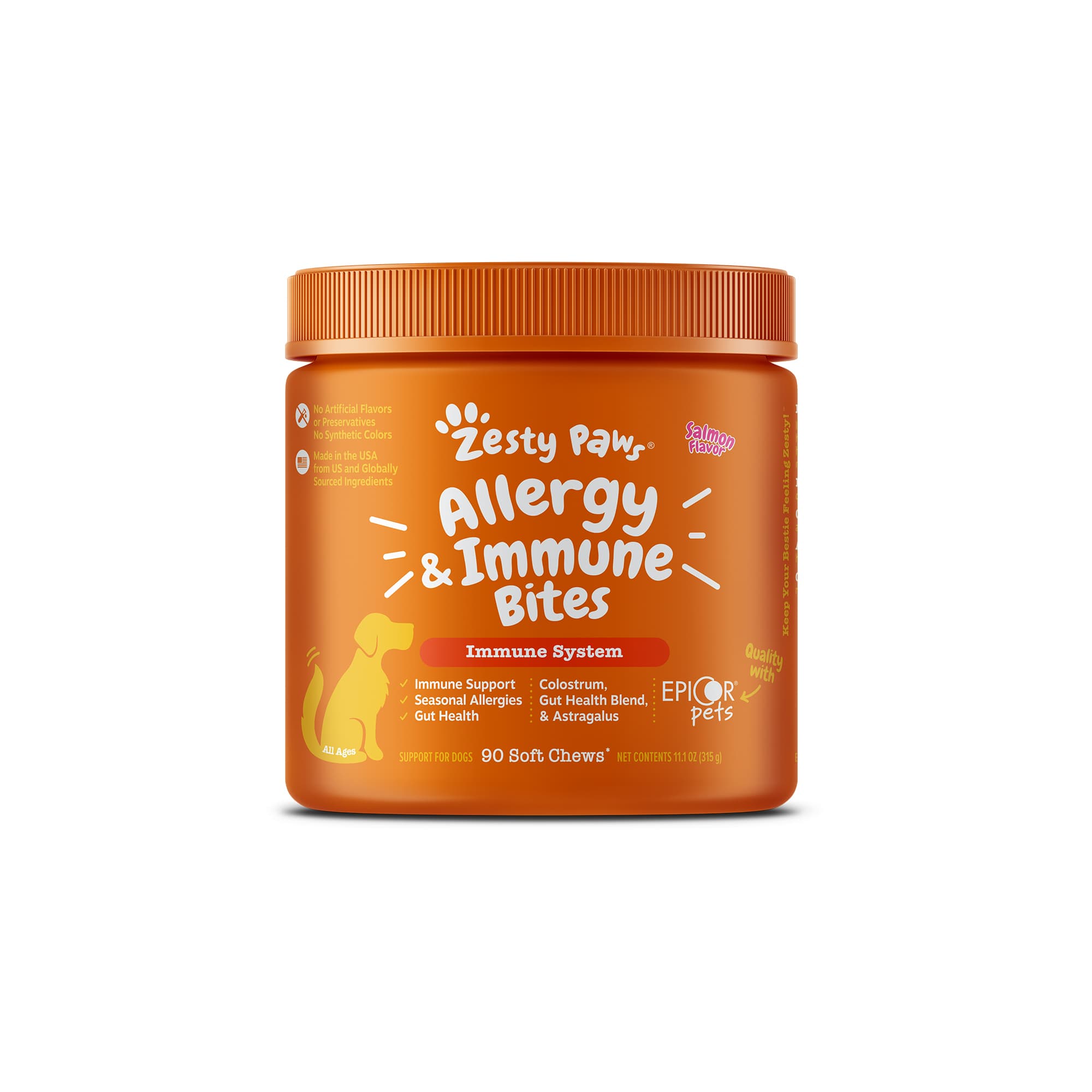 Zesty Paws Allergy & Immune Bites Dog Supplements (Salmon), 90ct
