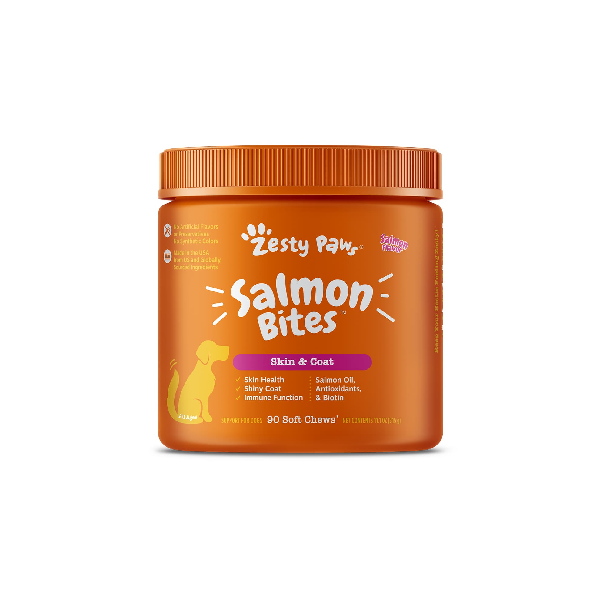 Zesty Paws Salmon Bites Dog Supplements (Salmon), 90ct