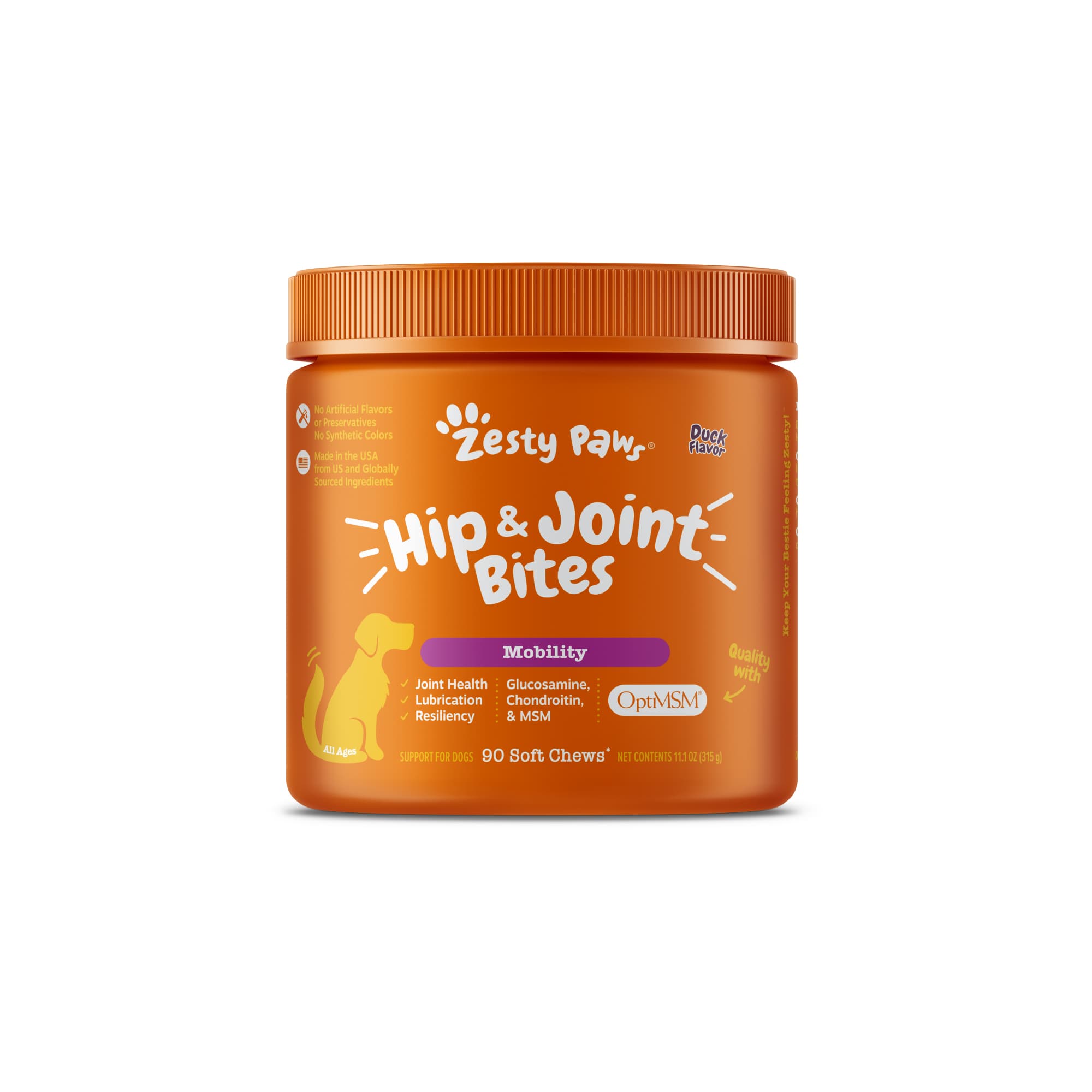 Zesty Paws Hip & Joint Bites Dog Supplements (Duck), 90ct