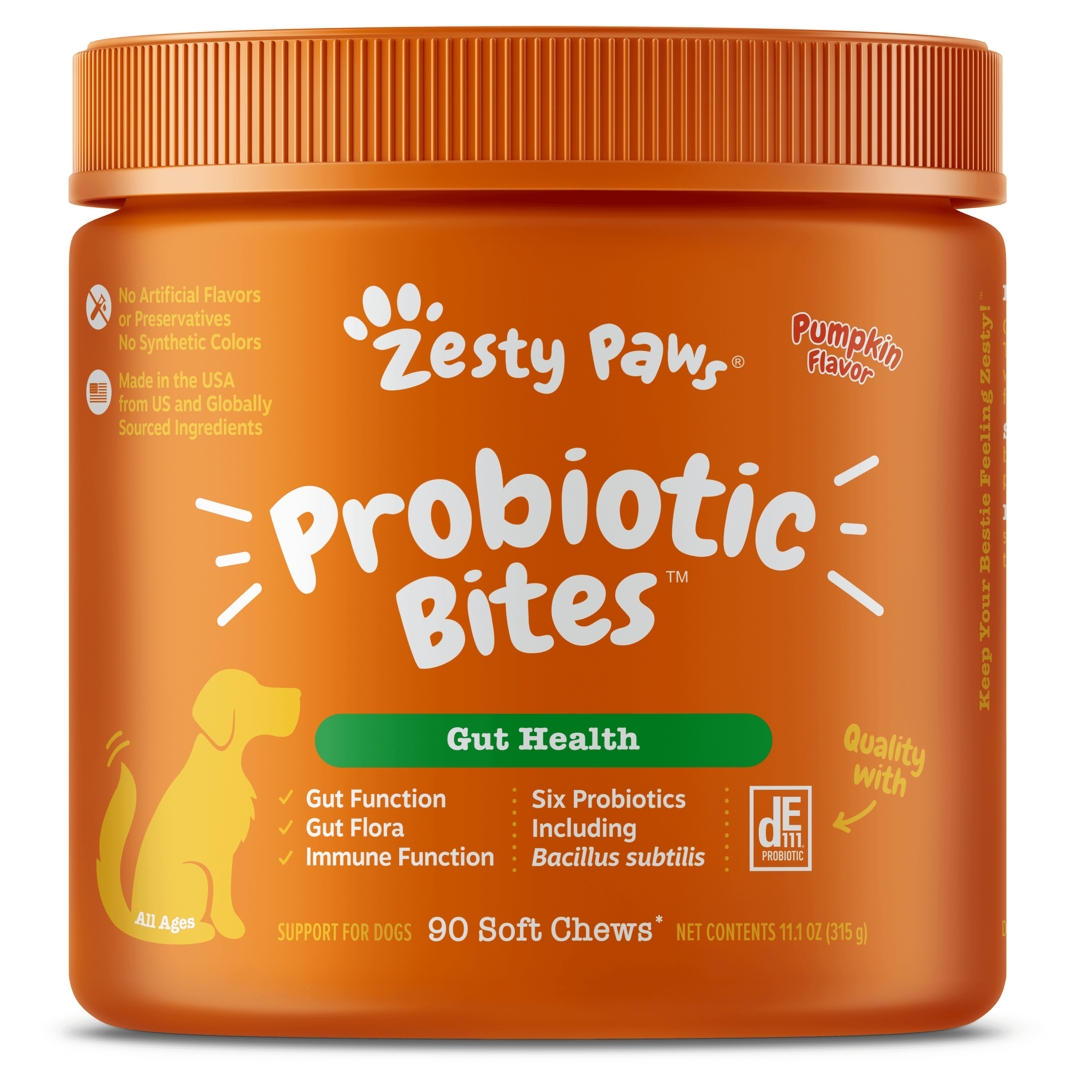 Zesty Paws Probiotic Bites Dog Supplements (Pumpkin), 90ct