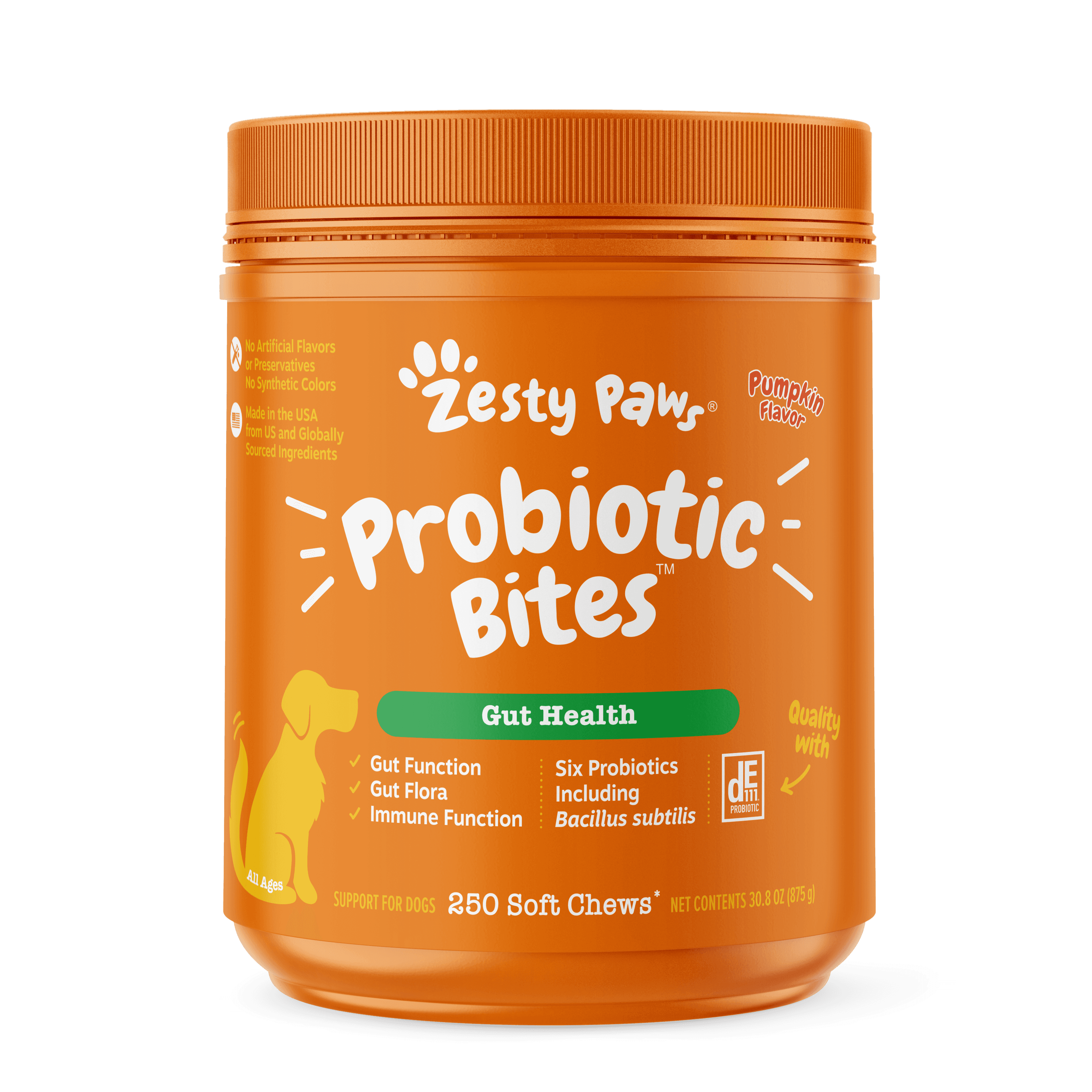 Zesty Paws Probiotic Bites Dog Supplements (Pumpkin), 250ct