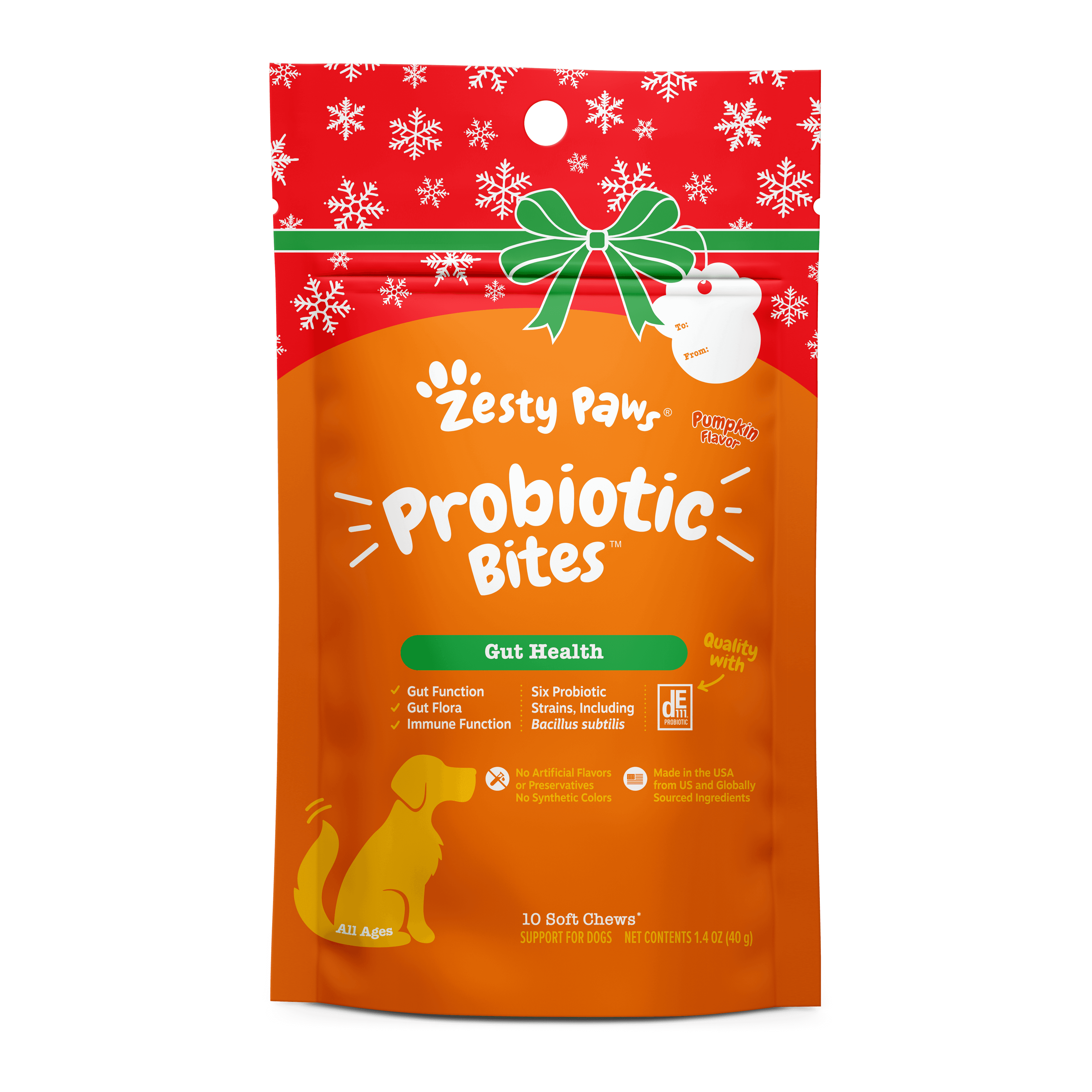 Zesty Paws Probiotic Bites Dog Supplements, Trial Pack (Pumpkin), 10ct