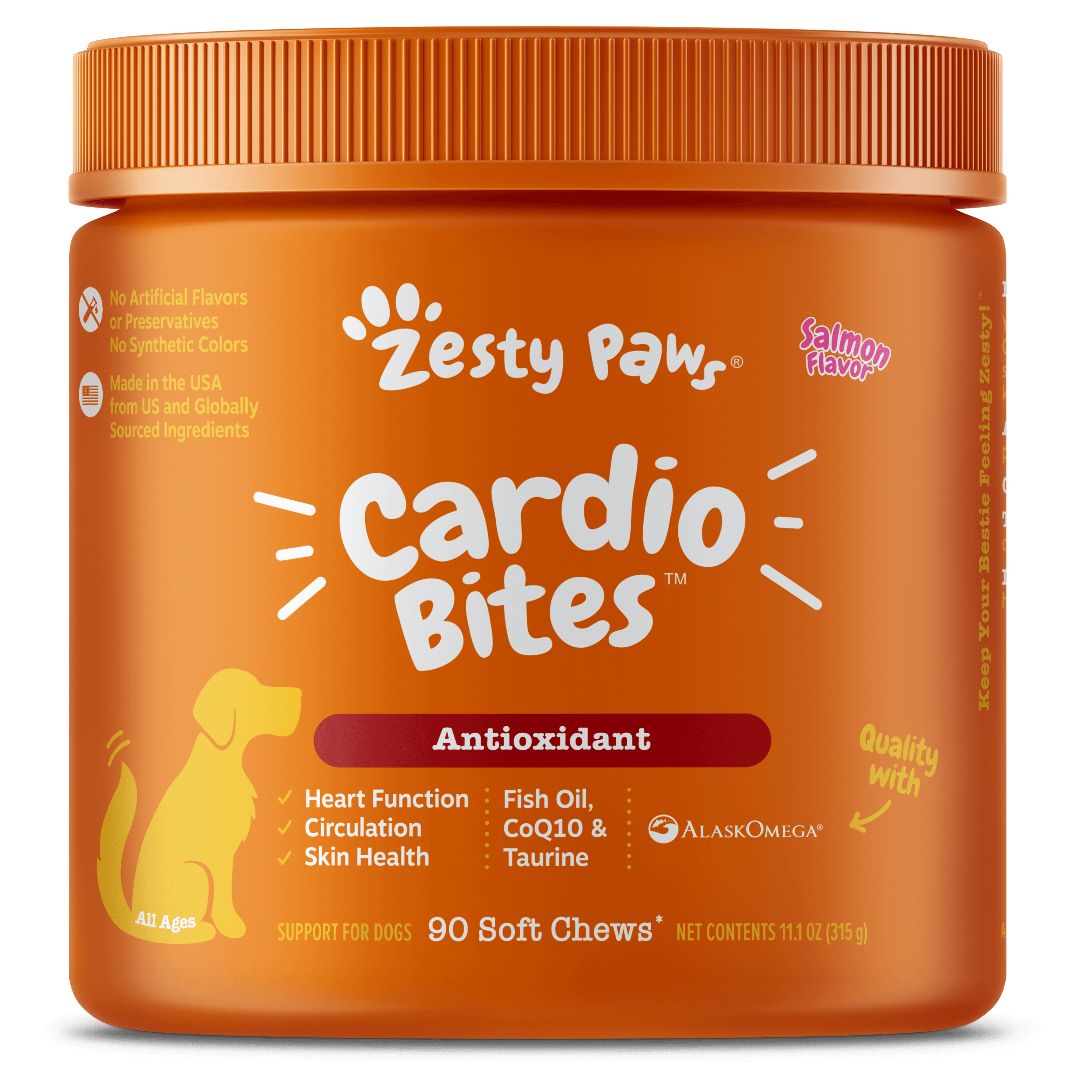 Zesty Paws Cardio Bites Dog Supplements (Salmon), 90ct