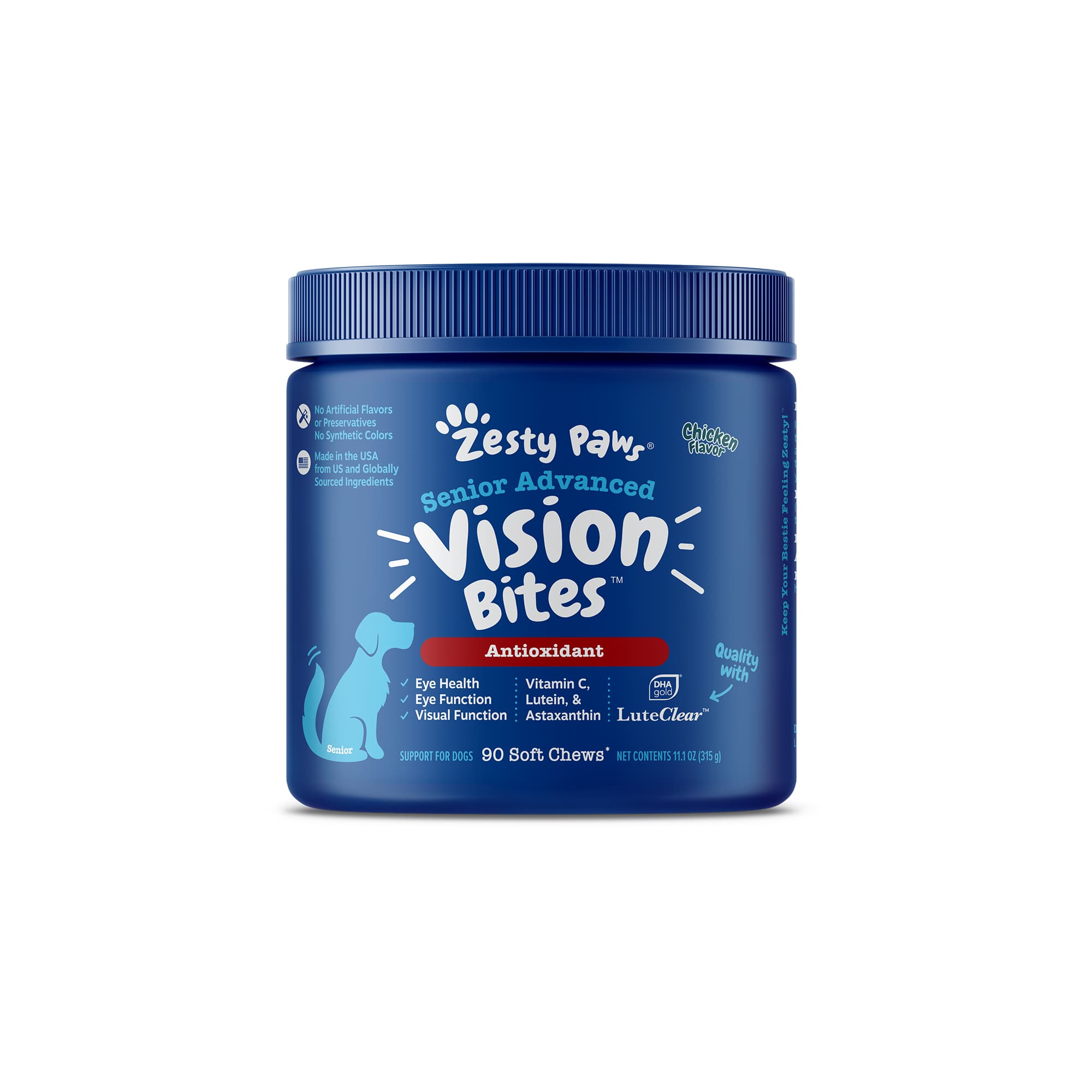 Zesty Paws Senior Advanced Vision Bites Dog Supplements (Chicken), 90ct