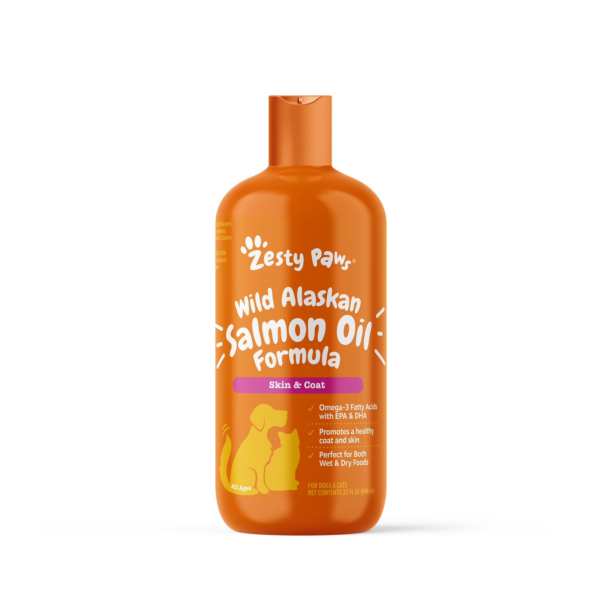 Zesty Paws Pure Wild Alaskan Salmon Oil for Cats and Dogs (-), 32oz