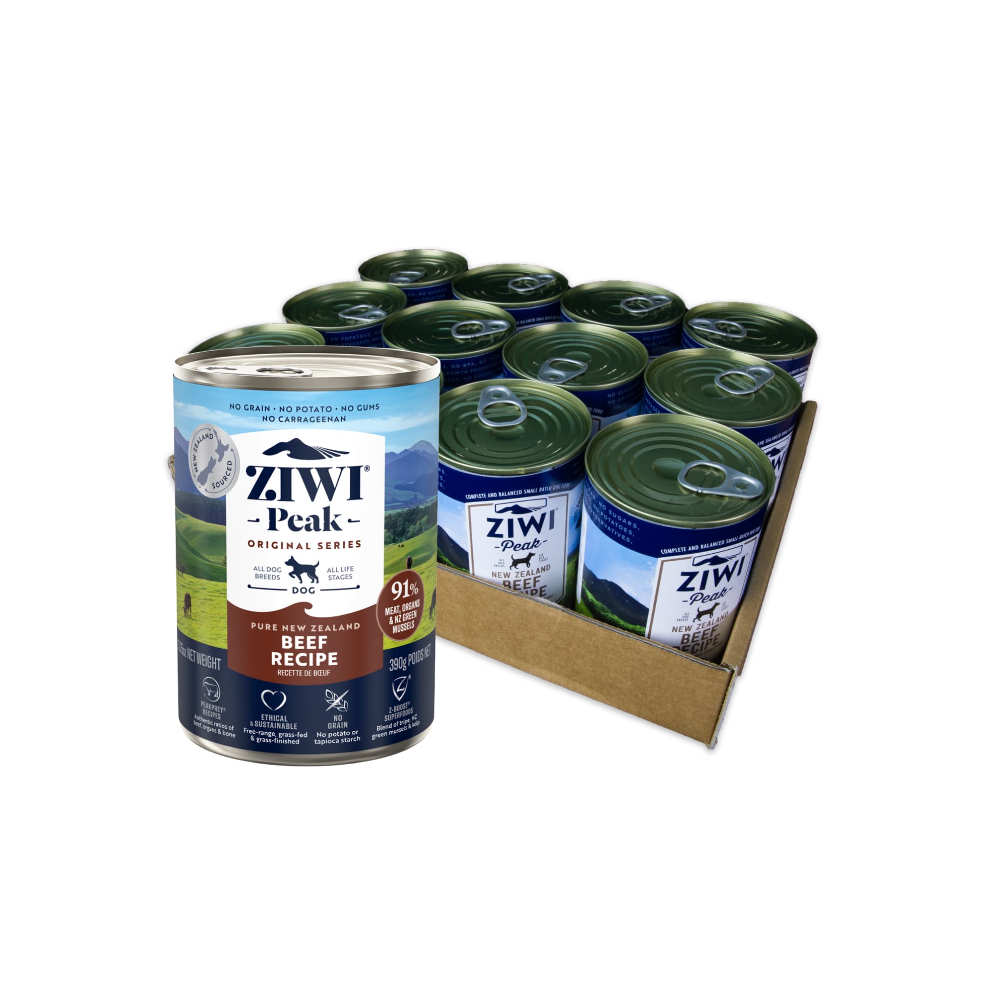 Ziwi Peak Originals Wet Dog Food (Beef), 390g x 12