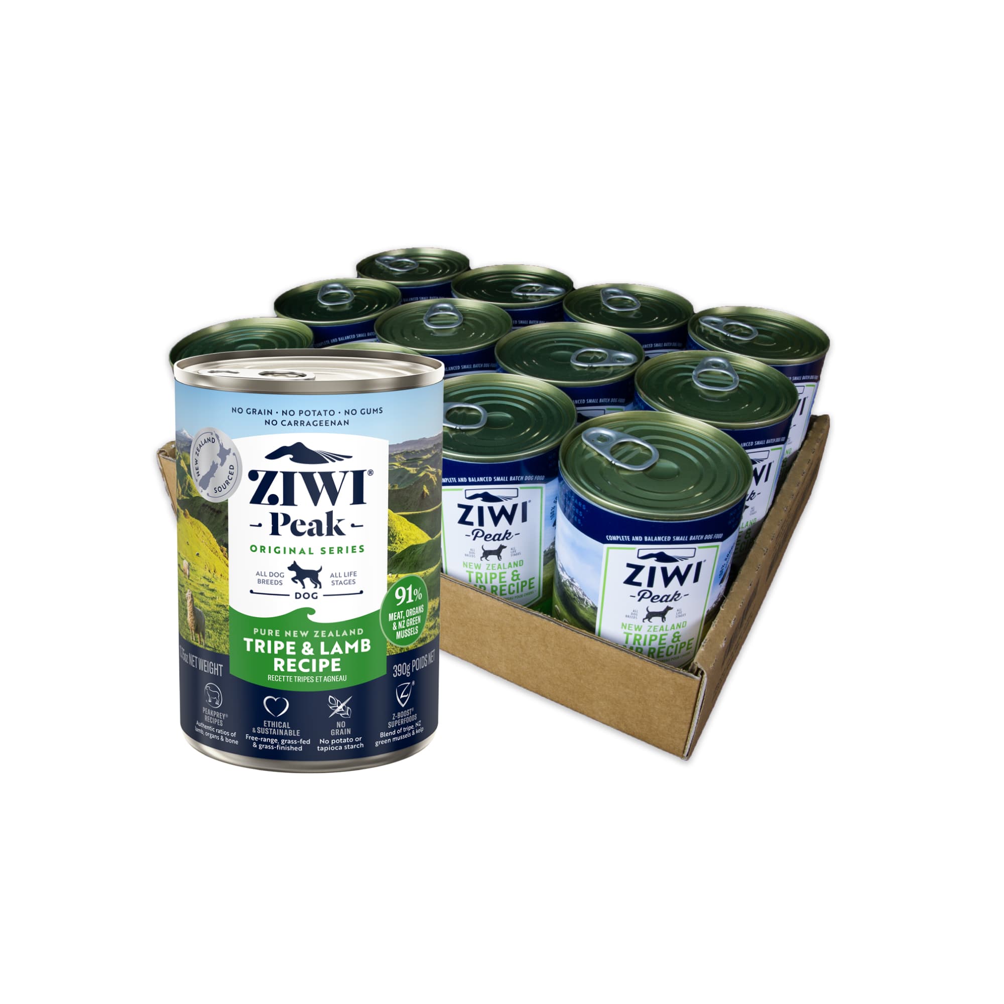 Ziwi Peak Originals Wet Dog Food (Tripe & Lamb), 390g x 12