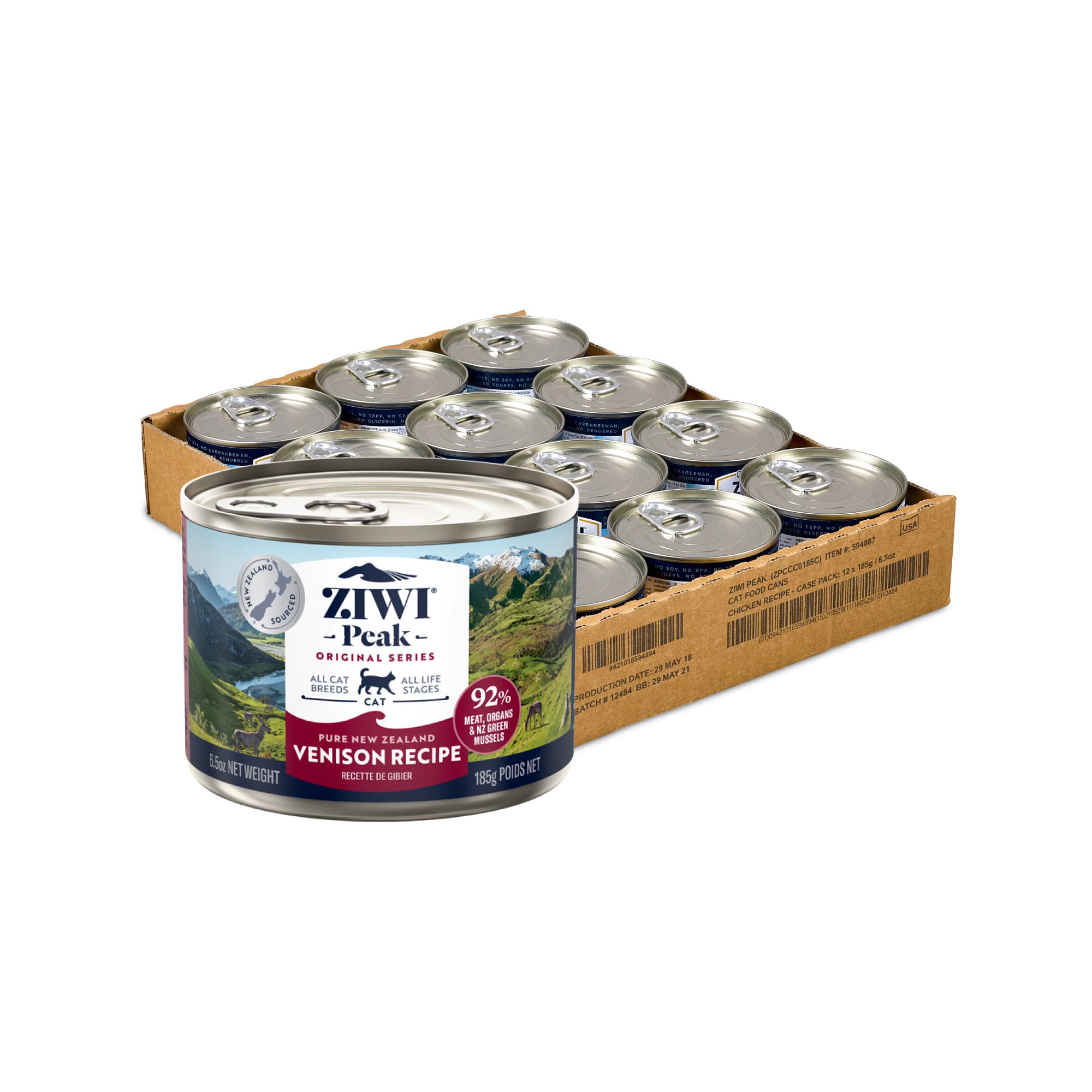 Ziwi Peak Originals Wet Cat Food (Venison), 185g x 12