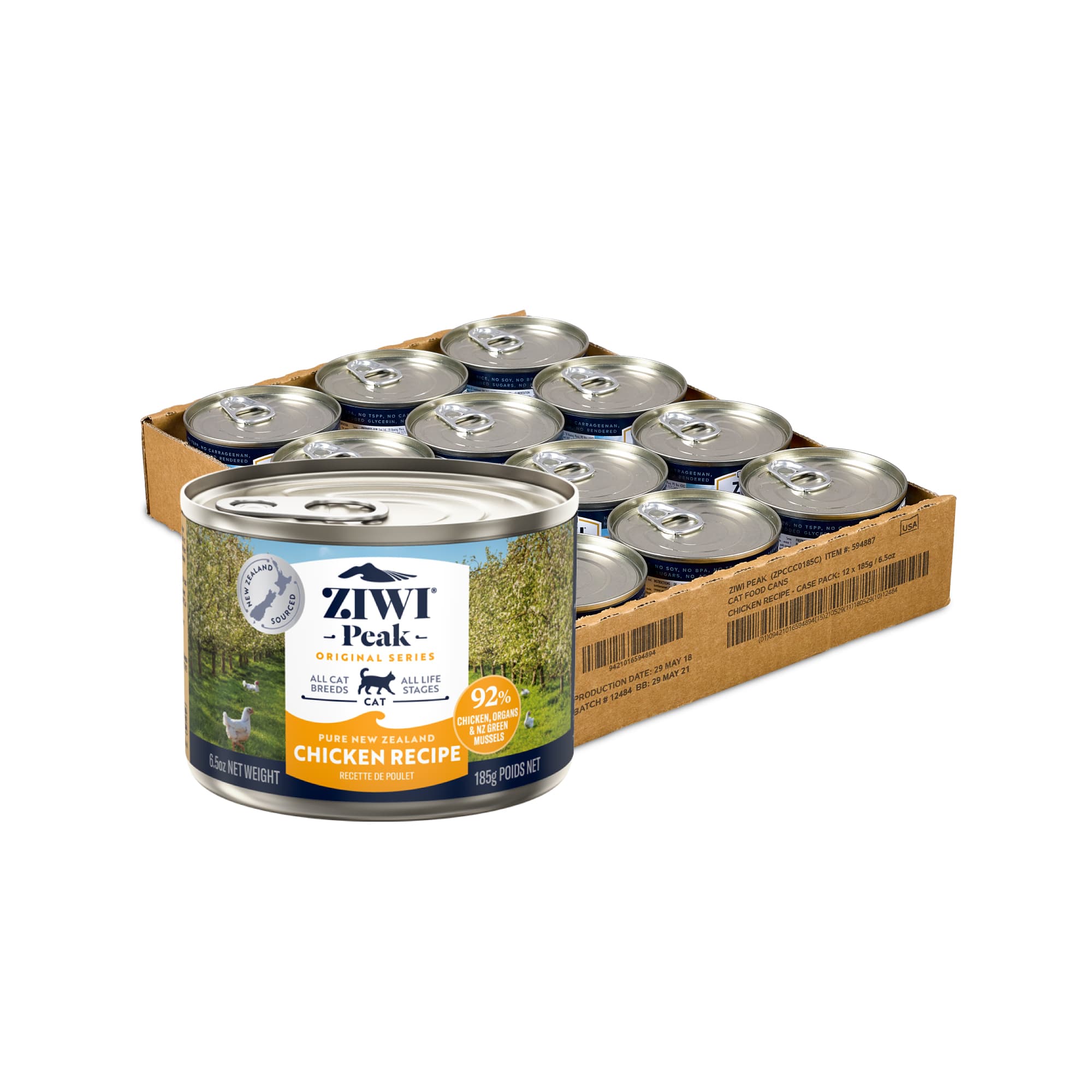 Ziwi Peak Originals Wet Cat Food (Chicken), 185g x 12