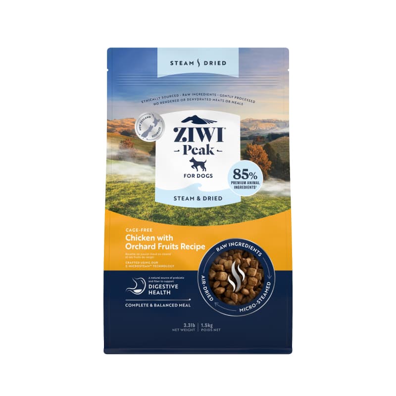 Ziwi Peak Steam & Dried Dog Food (Chicken with Orchard Fruits), 1.5kg