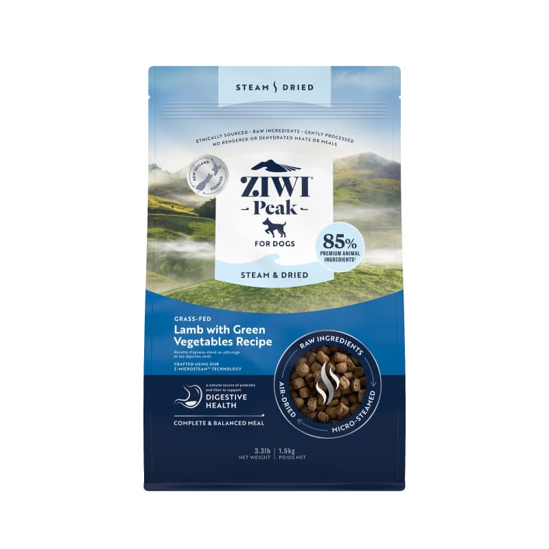 Ziwi Peak Steam & Dried Dog Food (Lamb with Green Vegetables), 1.5kg