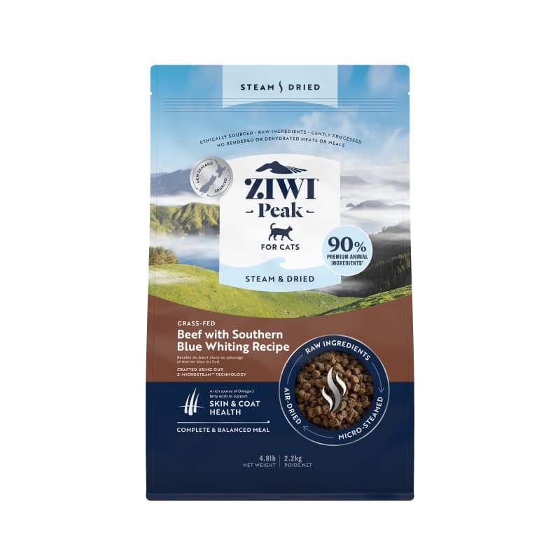 Ziwi Peak Steam & Dried Cat Food (Beef with Southern Blue Whiting), 2.2kg